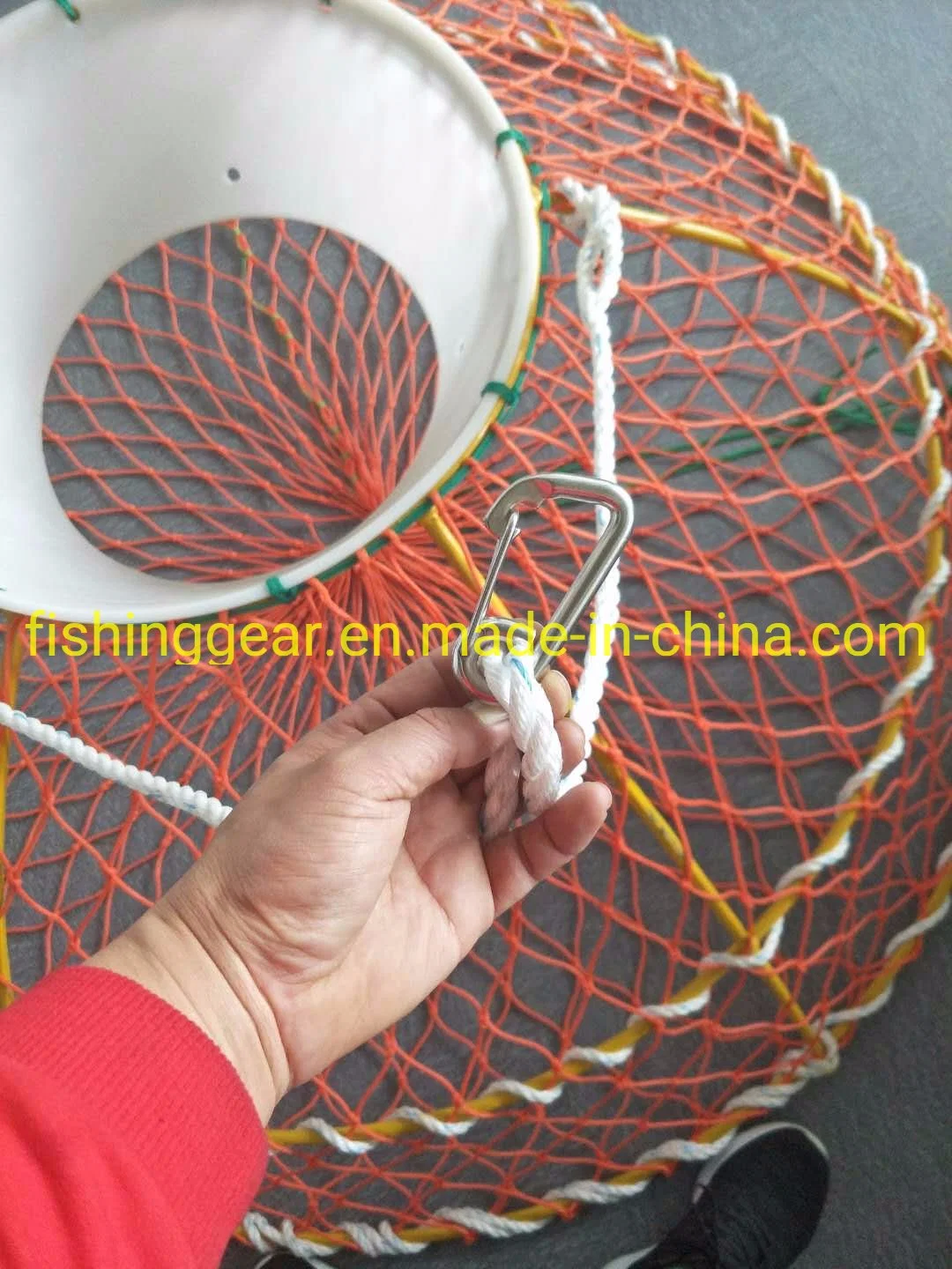 Snow Crab Traps with Orange Color Braided Net