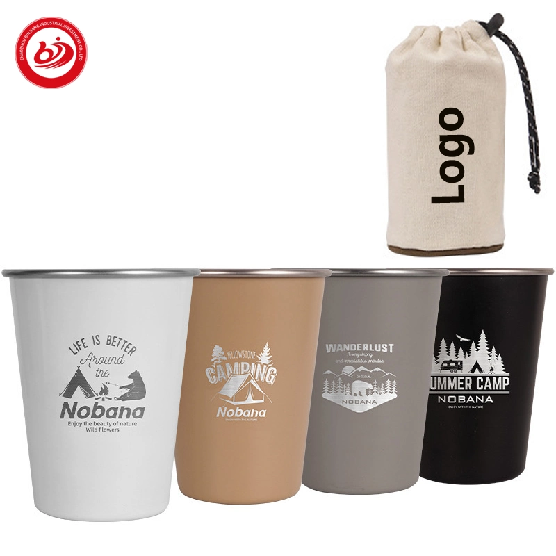 Stainless Steel Mug Cup Beer Korean Laser Logo Set Coffee Milk Tea Picnic Campain