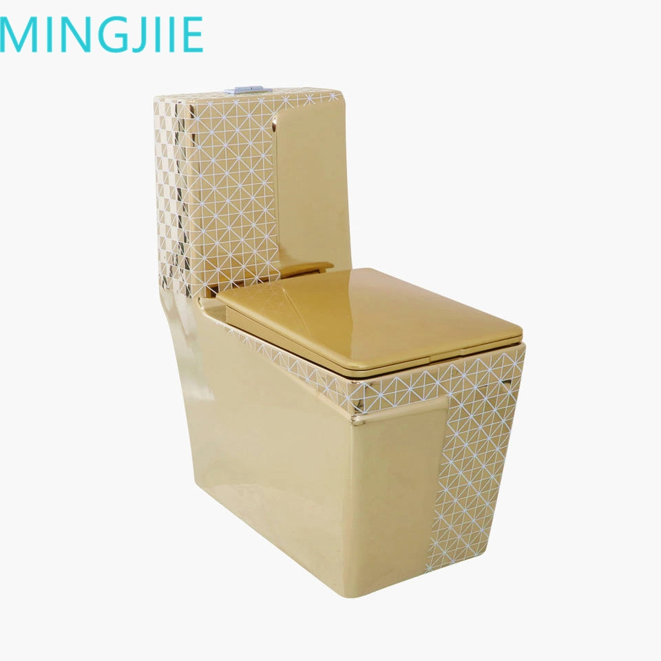 Nice Design Sanitary Ware Ceramic One Piece Toilet Set with Colored Toilet No Fading Silver and Gold Electroplating Toilet