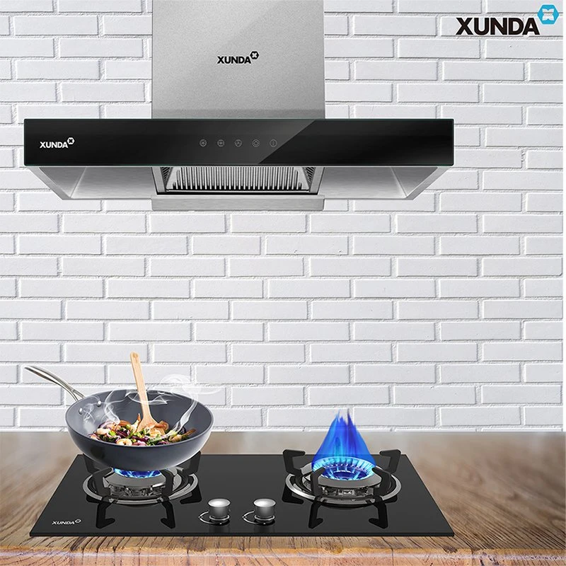 أداة المطبخ ذات غطاء المحرك Xunda Range Hood العادم مروحة التهوية الجزيرة إعادة التدوير غطاء المحرك