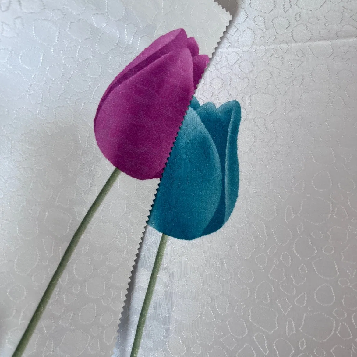 Patrón de Tulipanes Rosa-Rosa Turquesa tejido de jacquard estampado para la mesa de cortina Tela