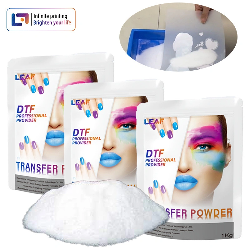 مسحوق ناعم من البولي يوريثان لاصق التسخين الساخن White Hot Melt Powder لمدة طابعة DTF