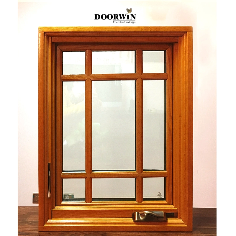 Hermosa madera aluminio doble acristalamiento de Casement de excelente calidad de la ventana de aluminio de madera maciza de empujar la manivela de Casement Windows