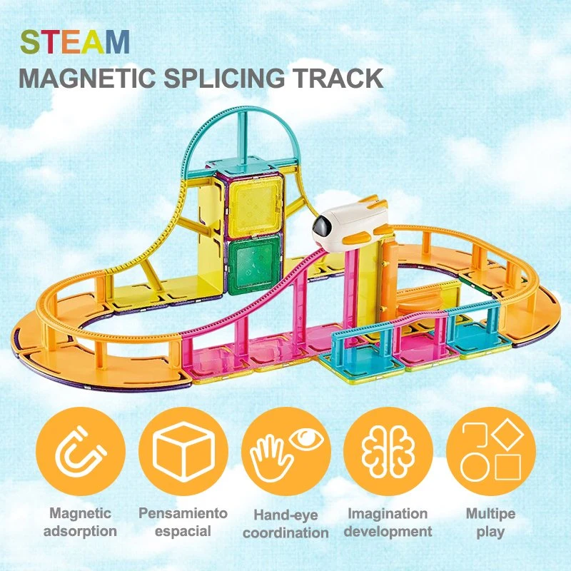 40PCS Children Steam Learning DIY Flexible Magnet Building Blocks Track Kids Creative Imaginative Colorful 3D Magnetic Tiles Toys Set