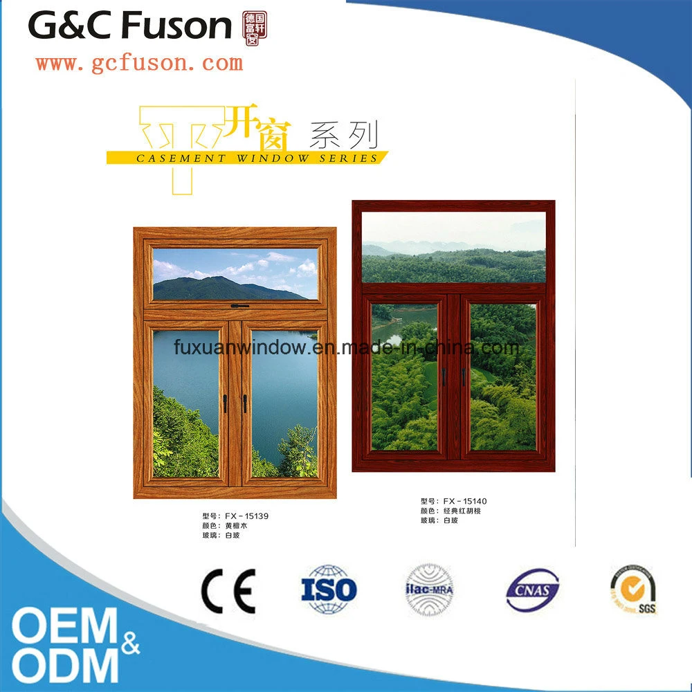 Simple Design Aluminum Casement Window, Double Tempering Glass