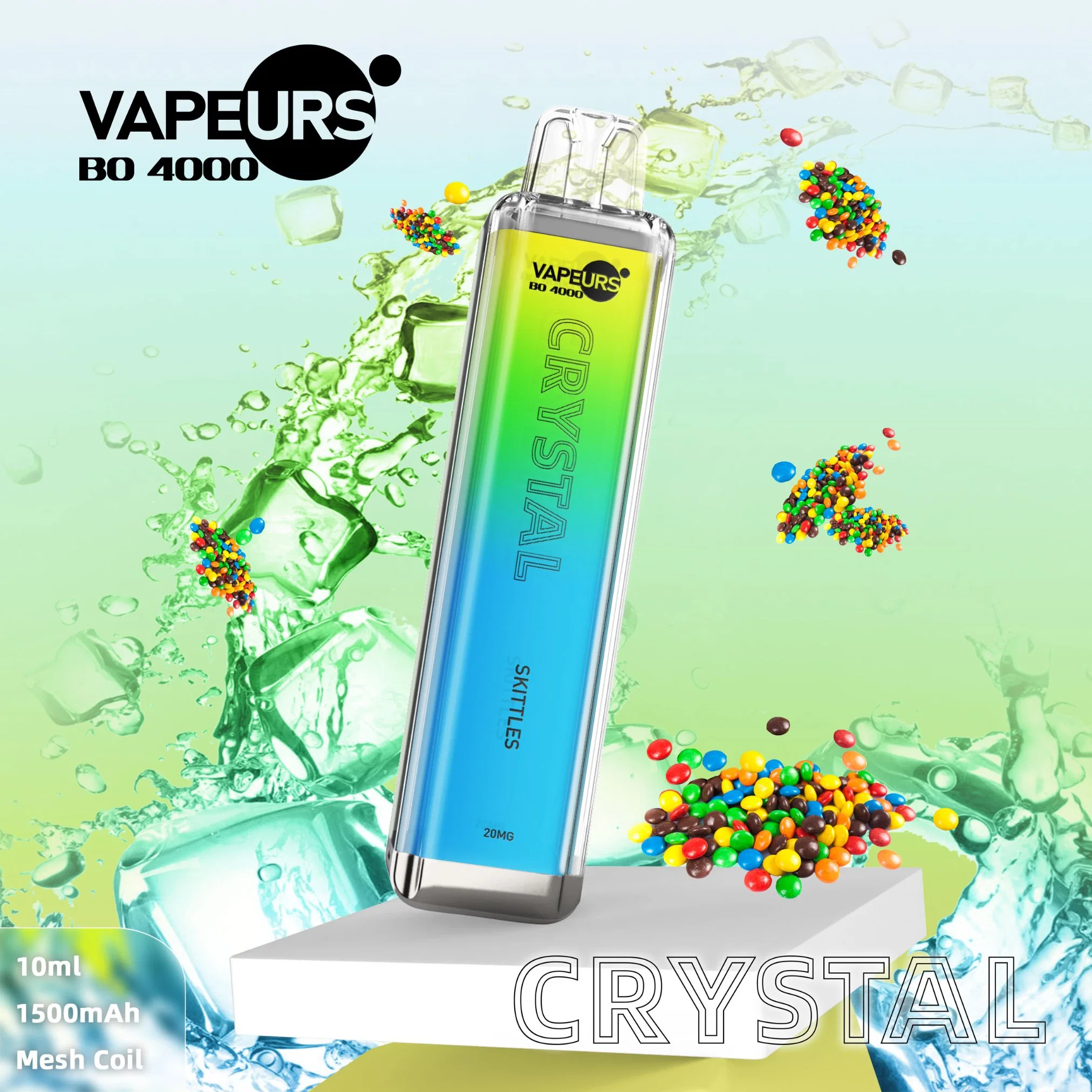 Wholesale/Supplier Wape Crystal 4000 Puffs E Cigarette Price 20/50mg Nic Salt Disposable/Chargeable Vape Crystal PRO Max Electric Hookah Price Pen Hookah