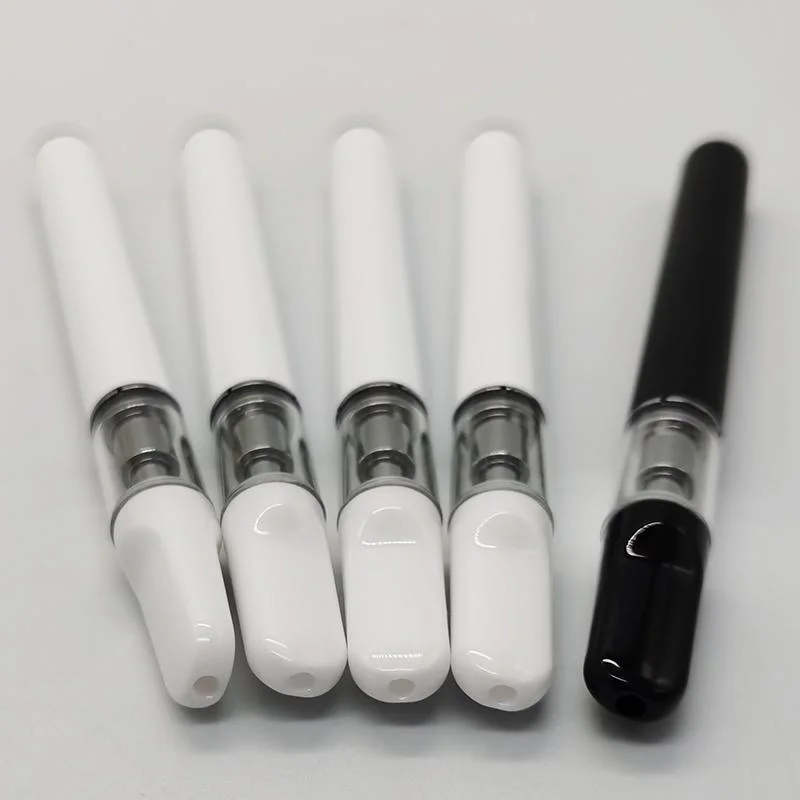 White Black with Flat Mouthpiece Round Tips Disposable/Chargeable Vape Pen 320mAh Rechargeable Battery 0.3ml 0.5ml Refillable Tank Ceramic Coil Cartridge