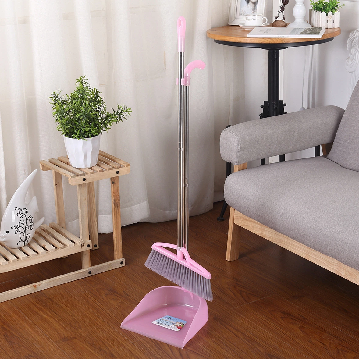 Long Handle for Home Kitchen Room Office Lobby Floor Use Upright Stand up Broom Dustpan