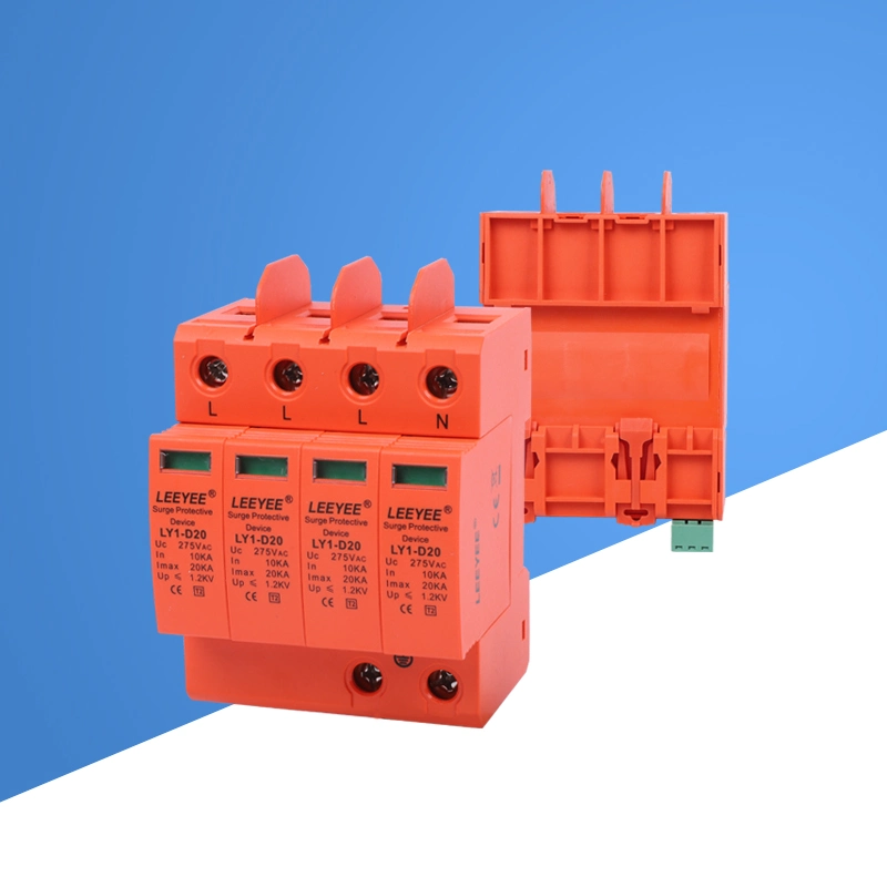 Type 2 Dispositif de protection contre les surtensions d'alimentation AC 20ka 4 pôles 275V pour la protection contre la foudre.