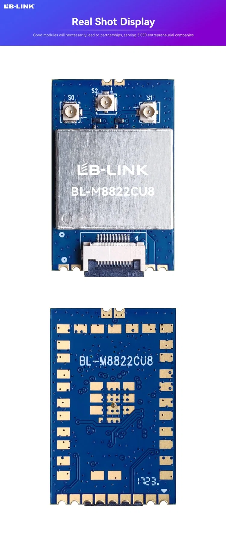 LB-LINK BL-M8822CU8 IPTV módulo sólo para teléfono función de tarjeta inalámbrica B5,0 Con B Baja Energía todo en una red Gigabit WiFi Banda base WLAN compatible con tarjeta 2T2R
