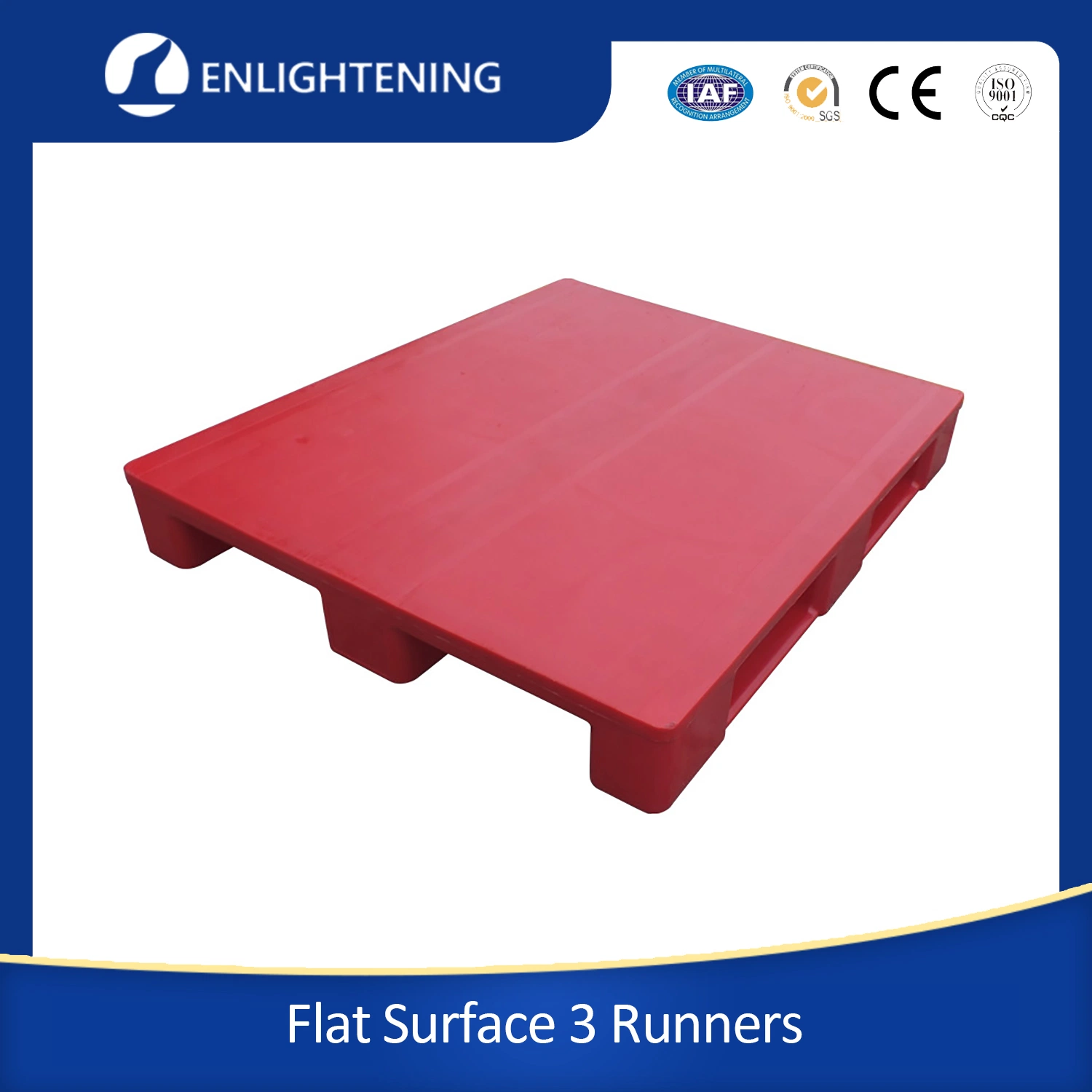 Robuste/empilable/monobloc/surface plane/simple étage/accès au chariot élévateur 4 voies/renforcé d'acier/charge sur rayonnage/3 glissières Palette plastique pour système de rayonnage