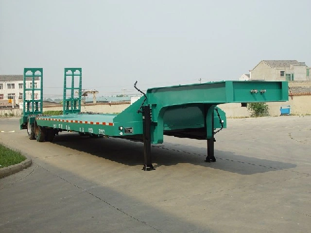 3 Axle Lowbed 80t Ton Front Loading 40FT 13m 16m Container Lowbed 70 Tons 4 Axles Low Bed Lowboy Semi Trailer