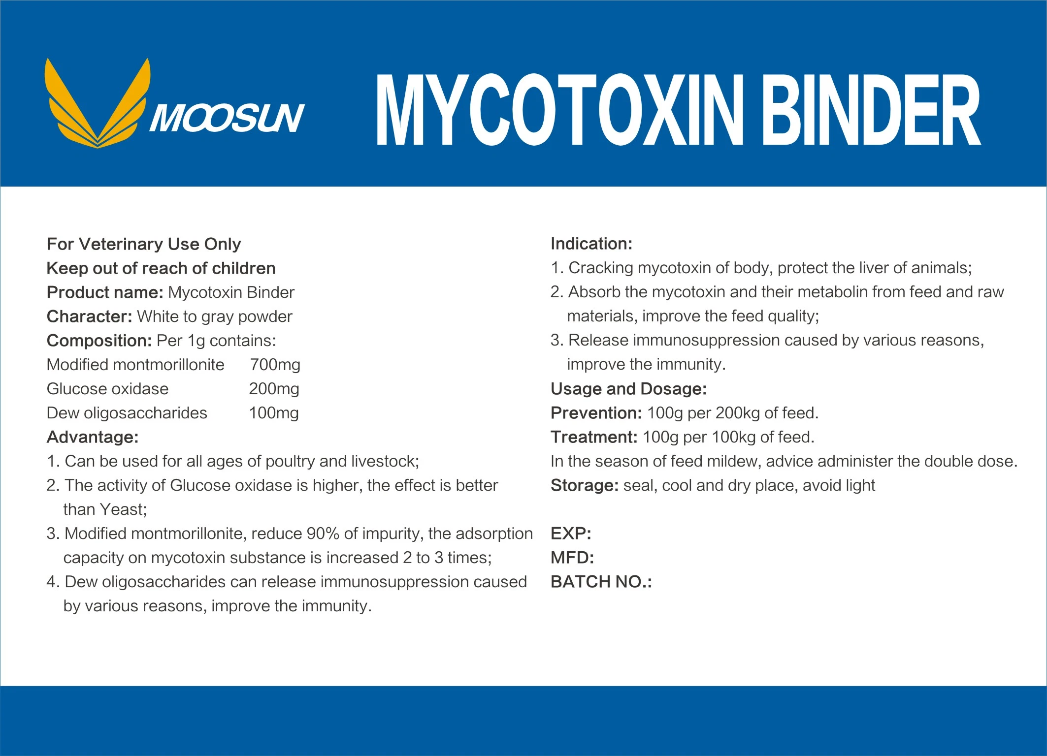 Manufacture Feed Additive Mycotoxin Remover Soluble Powder Toxin Binder for Animals Use with GMP ISO