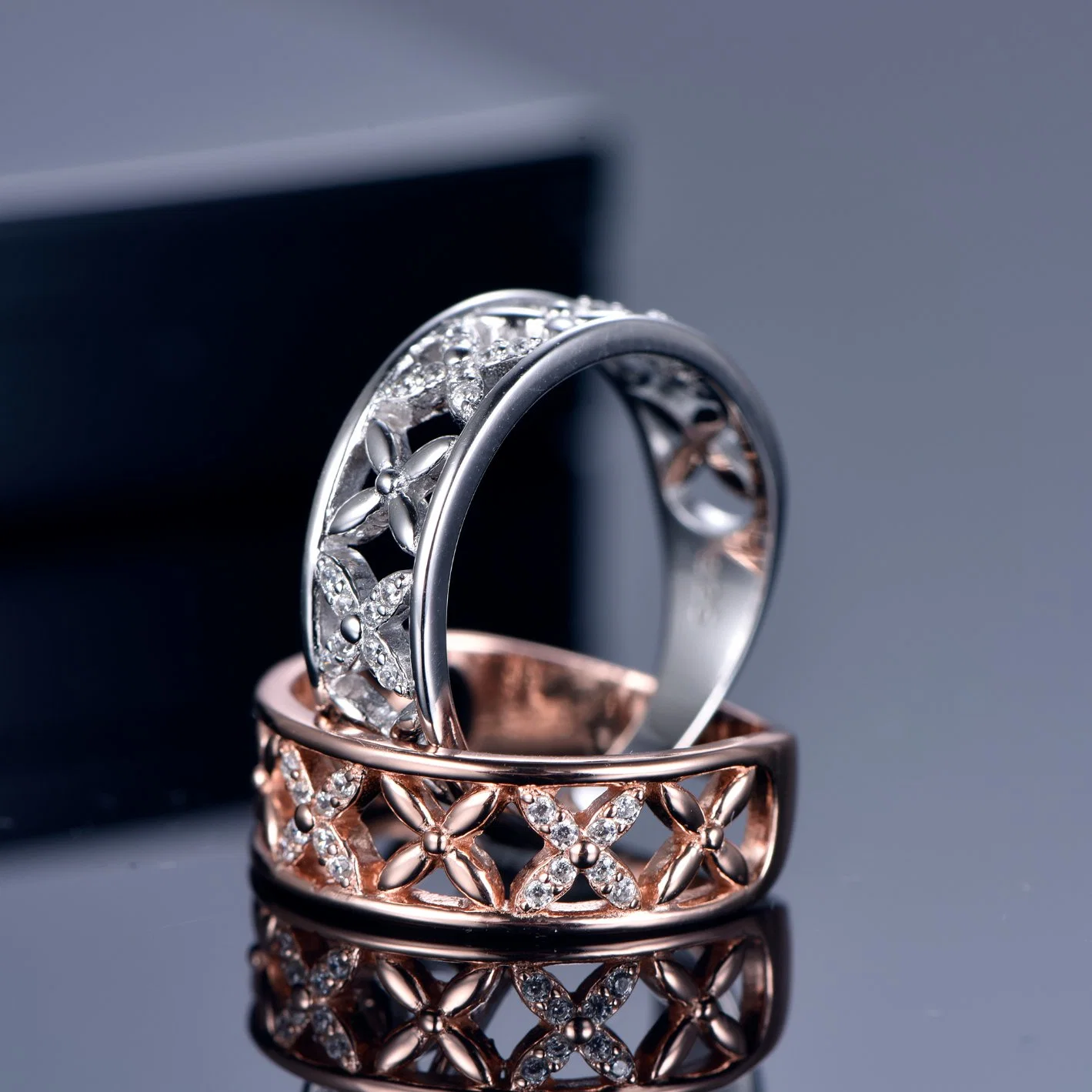 New Fashion Silver Jewelry Ring Flower Ring Unique Jewellery for Women