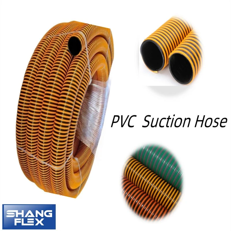 Heavy Duty PVC Suction Hose with Orange Spray Helix for Transfer Water and Wastewater