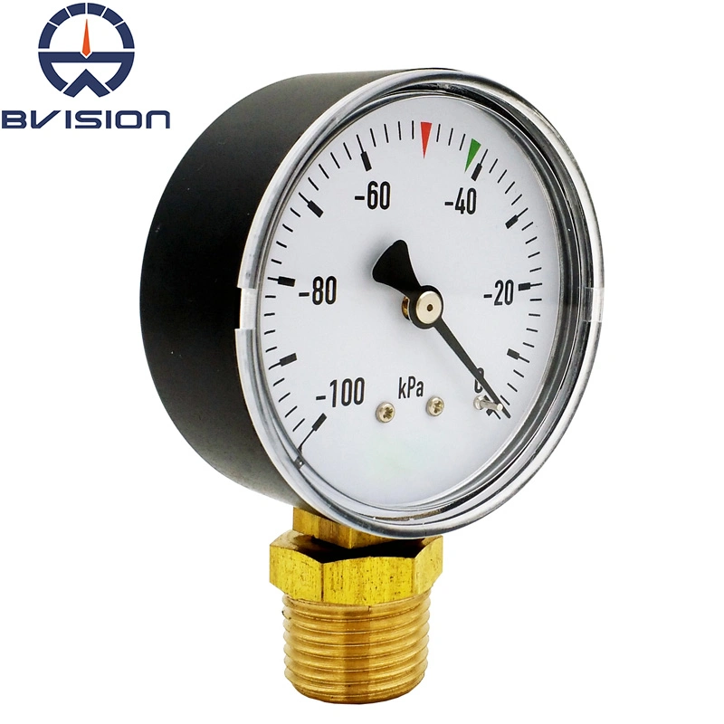 Y60A 2.5" -100kpa Black Plastic Case Vacuum Negative Pressure Gauge with Big Brass Connector