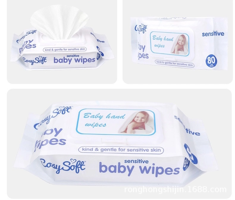 Lingettes pour bébé - 100 % d'eau pure 80′ S et Momo Lingettes avec extrait de feuille de Peach 80′ S.