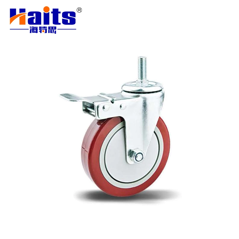 Furniture Hardware Factory Usage Threaded Caster with Double Brake