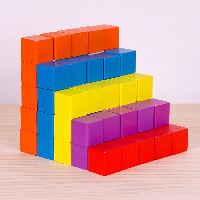 Rainbow Stacker bloques de madera Matemáticas ayudas para la enseñanza 2-3cm Juguete cuadrado 30pcs/juego