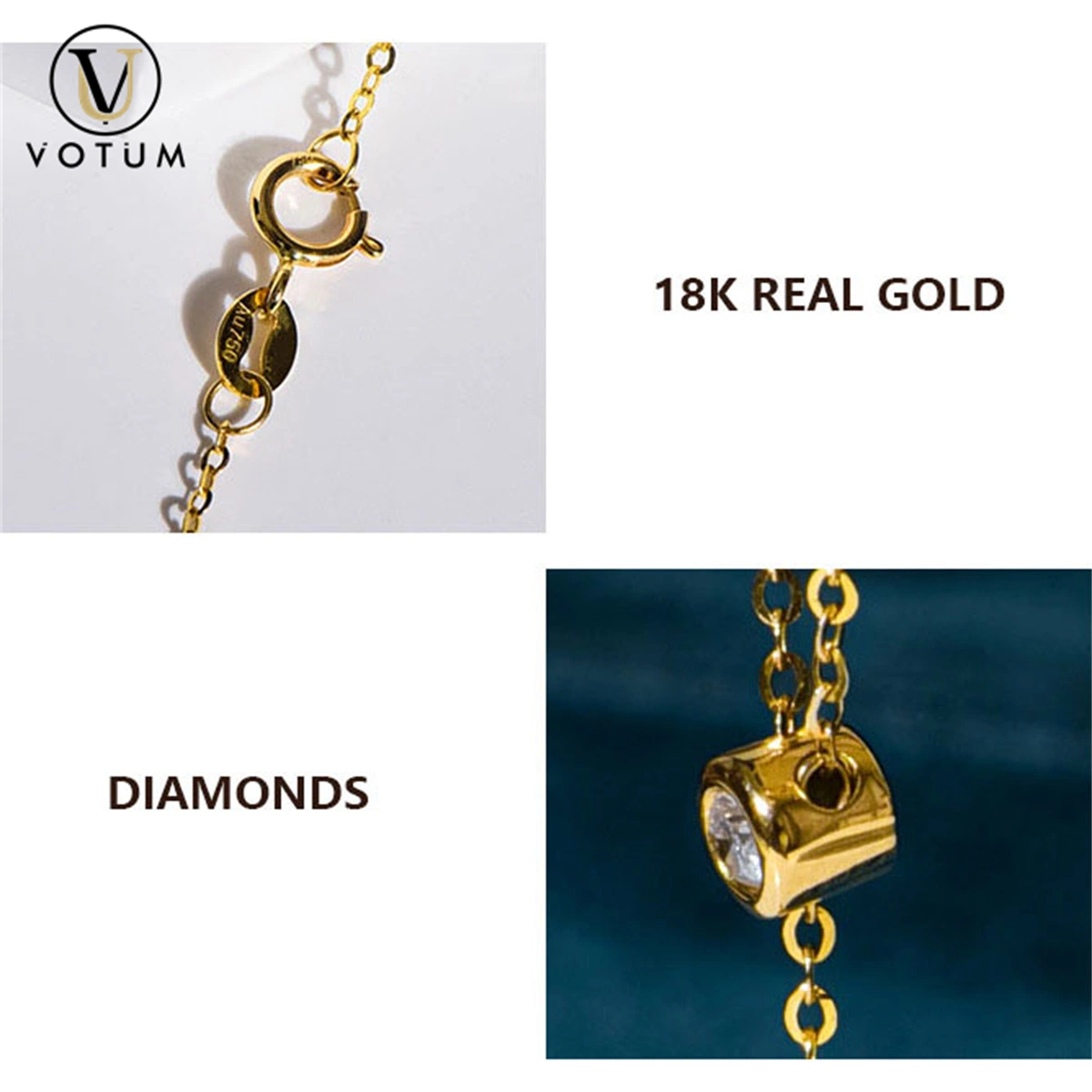 Votum Factory OEM 18K Gold Seawater Golden Pearl Diamond Adjustable Y Shape Necklace Customize Jewelry