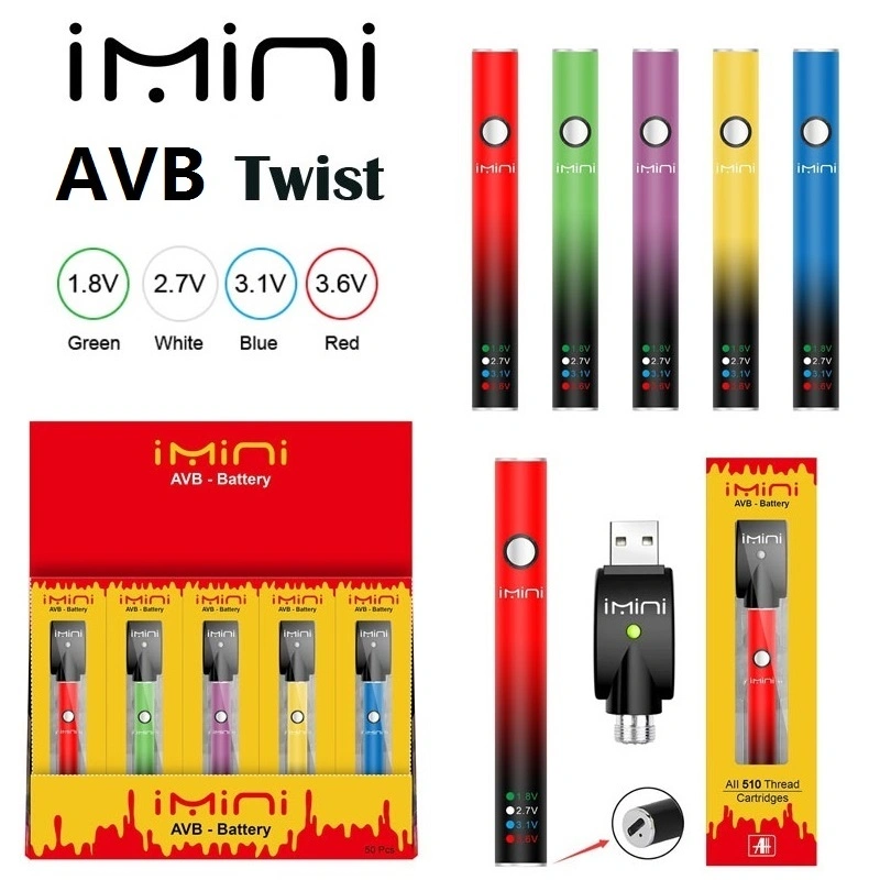 Alibaba Compras VAPE desechable lápiz 510 batería Imini AVB Batería de botón de voltaje variable Precalor para 350mAh rosca EGO diaposable Batería Stiiizy