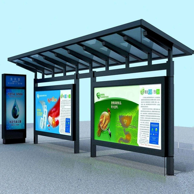 2022 New Design Bus Kiosk Simple Bus Shelter Manufacturer Intelligent Bus Stop