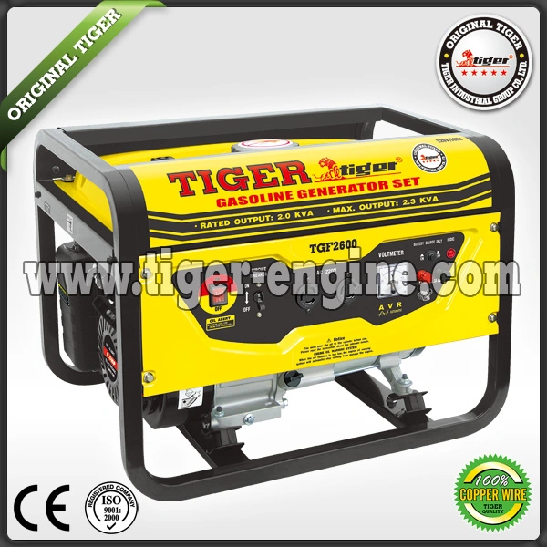 Tiger .100% Copper.Petrol/Gasoline/Fuel.Portable.Power.silent.Generator of Tgf Series 2.0kw-7.5kw, 5.5HP-18HP Recoil/Electric Start Open Structure 4 Stroke CE