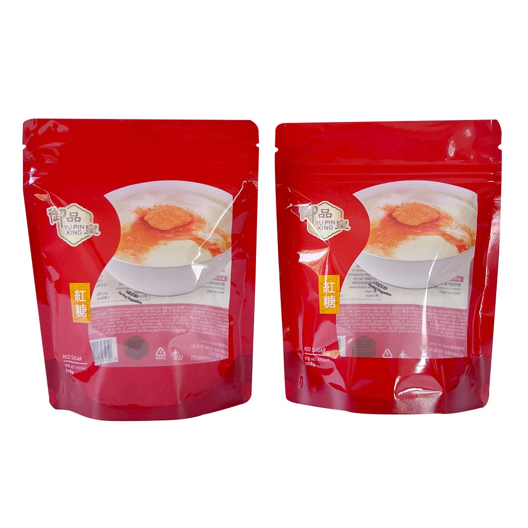 Wholesale/Supplier Custom PE/PE 100% Recyclable Zip Lock Brown Sugar White Sugar Packaging Stand up Pouches with Transparent Window