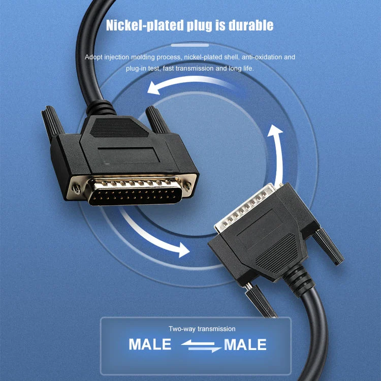 Factory Outlet Customizable D-SUB 25p Male to Male Electronic Test Equipment Extension Transmission Cable