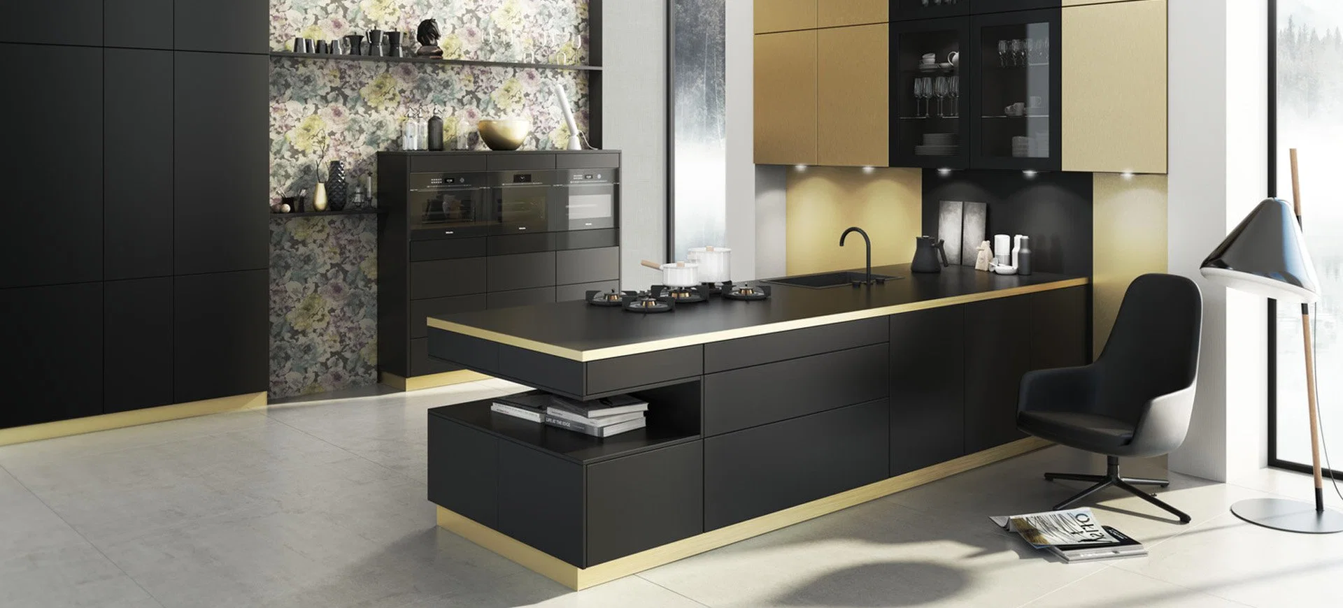 Modern Style Home Furniture American Standard Dark Melamine Kitchen Cabinet