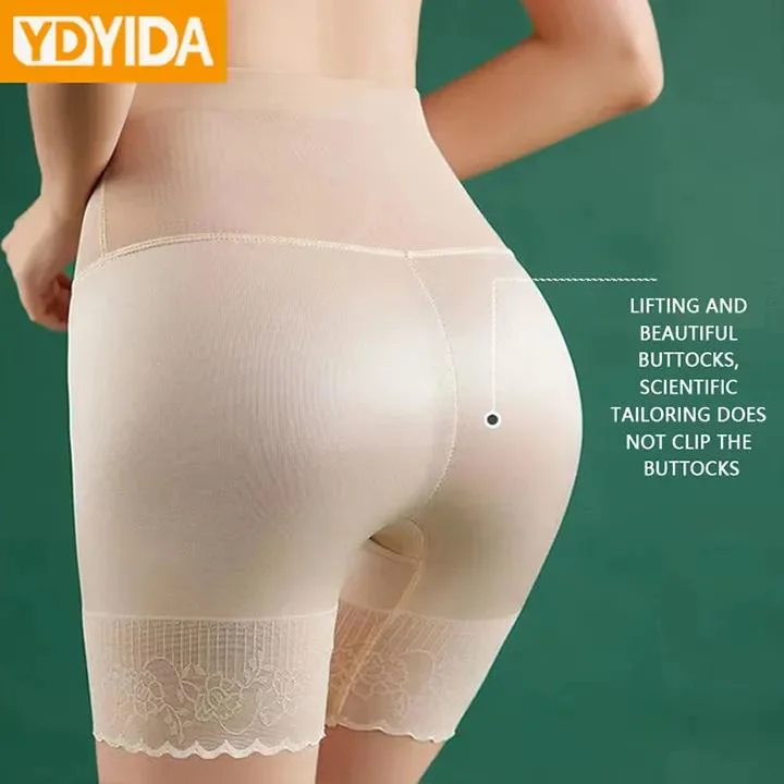 Abdominal Slimming Tummy Control Butt Lifting Ice Silk Shapewear Safety Pants Render Panties Lace Shorts Bottom Sexy Underwear Underpants