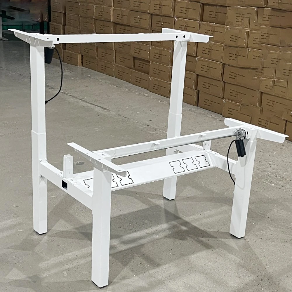 Office Furniture Workstation Electric Face to Face 4 Legs Single Motor Adjustable Height Desk