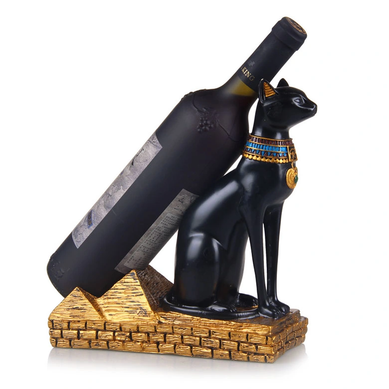 Creative Ancient Mysterious Egyptian Cat Liquor Stand Resin Wine Rack Home Bar Shop Vintage Furnishing Decoration