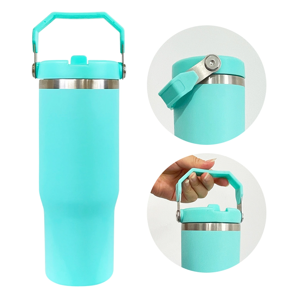 USA Warehouse 30oz Flip Straw Matte Macaron Blank Sublimation Double Walled Stainless Steel Vacuum Insulated Leak Proof Tumbler