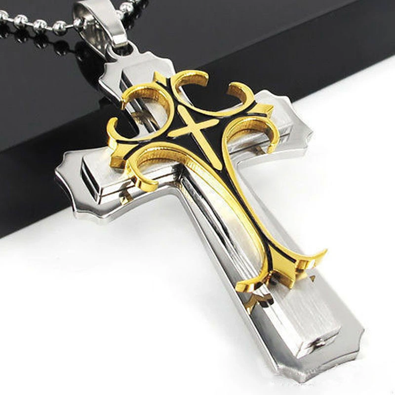 Hot Sale acier Titane Trois Croix pendentif en acier inoxydable de la couche d' hommes NECKLACE Bijoux chers cadeaux