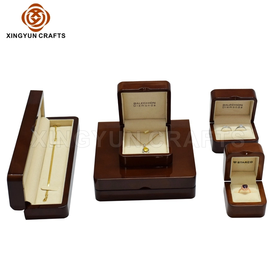 Personalisierte Luxus Schmuck-Paket Box Custom Brown Piano Glossy Finish Geschenkanzeige Aufbewahrungsbox Holz Malerei Fall