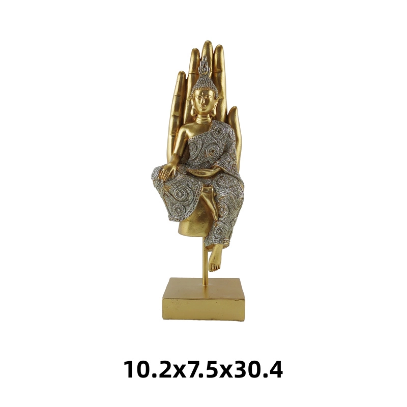 Shinning and Gold Meditating Buddha Statue Feng Shui Decoration Religious Figurine