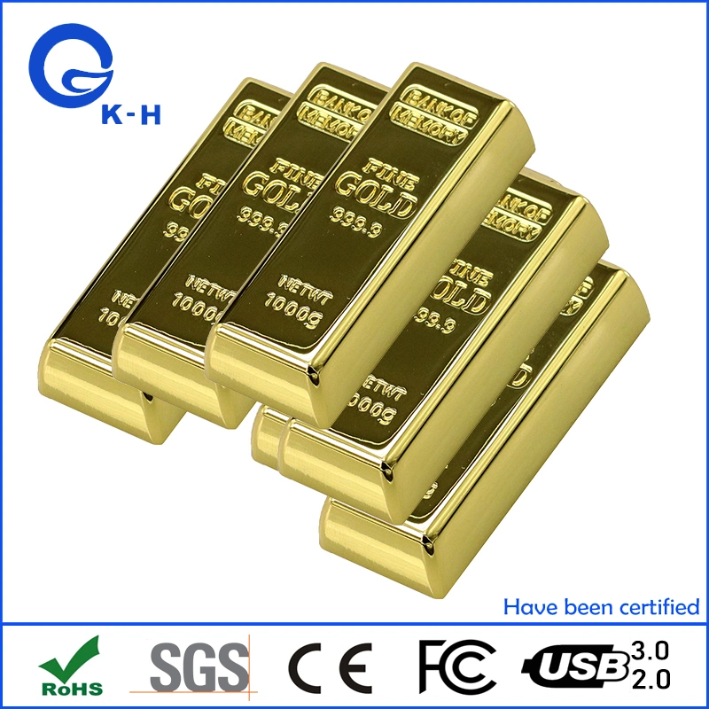 Metal Gold Bar USB 2.0 3.0 Flash Memory Drive 16GB 32GB