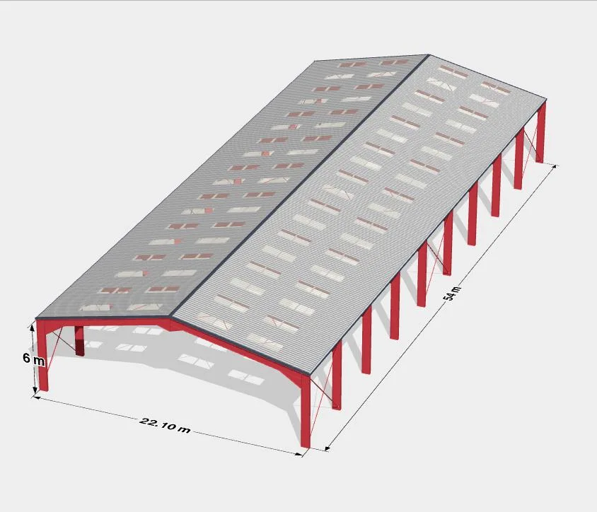 Europa Ancho (Span): 24m, Altura: 6m, Longitud: 18-60m, Edificio de Granja / Almacén de Estructura de Acero Estándar Ligero Prefabricado con CE