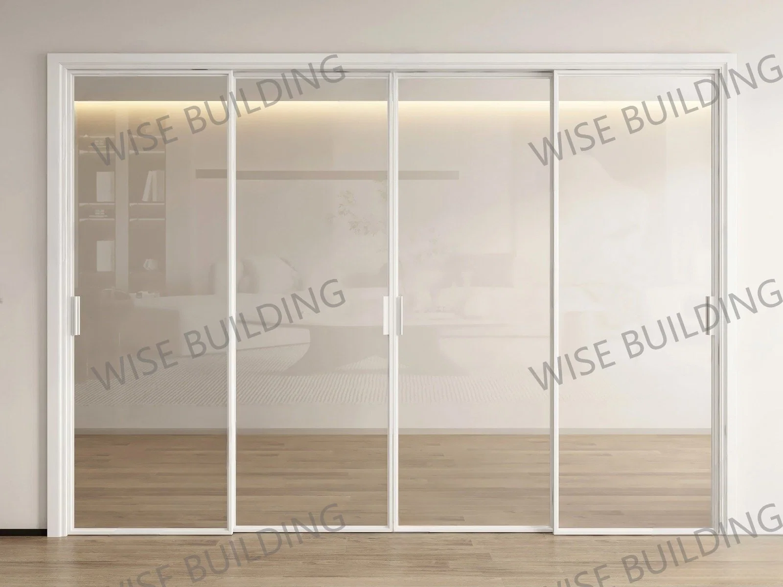 Modern Custom Bathroom Interior Narrow Frame Aluminum Profile Glass Sliding Door Slim