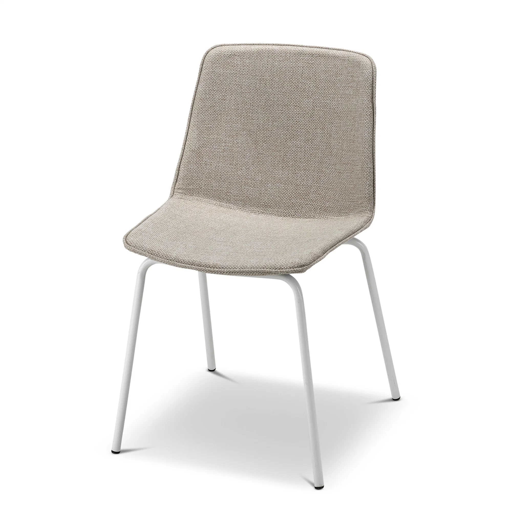 Durable Steel Tube Legs Upholstered Beige Fabric Seat Chair for Restaurant/Living/Home/Dining