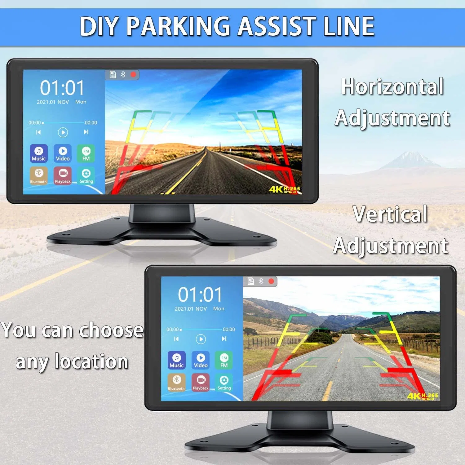 10.36" Touch Screen Quad Monitor DVR Bluetooth MP5 360 Front Side Rear View Backup Camera
