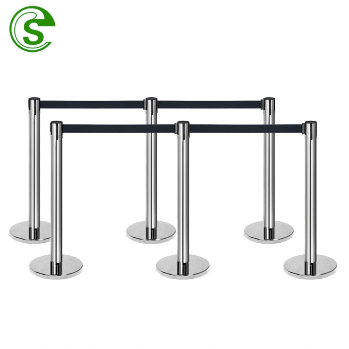 Stainless Steel Stanchions Crowd Control Barrier Belt Queue Stand