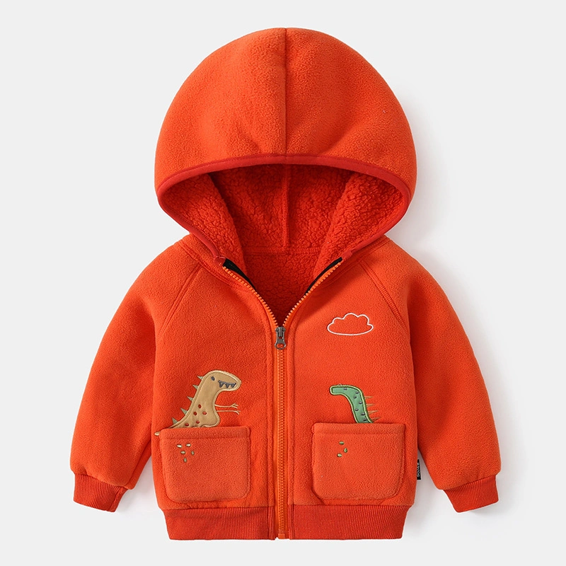 China Manufacture Fashion Fleece Kids Coat Children Clothing Outfit Warm Windproof Outerwear Zip up Solid Color Child Coat