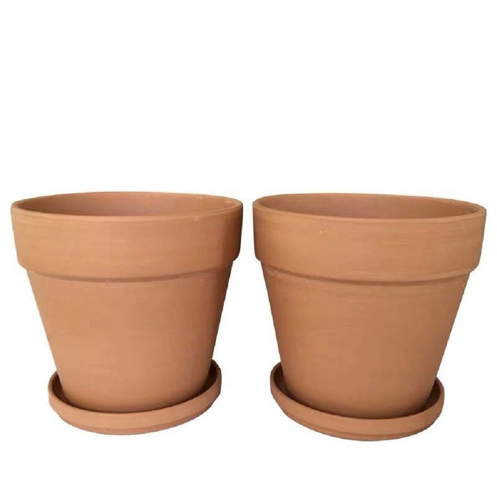 Pottery Clay Pot Tile Small Flower Pot Household Inch Pots with Tray, Clay Pots for Plants and Succulents, Terracotta Wyz18005