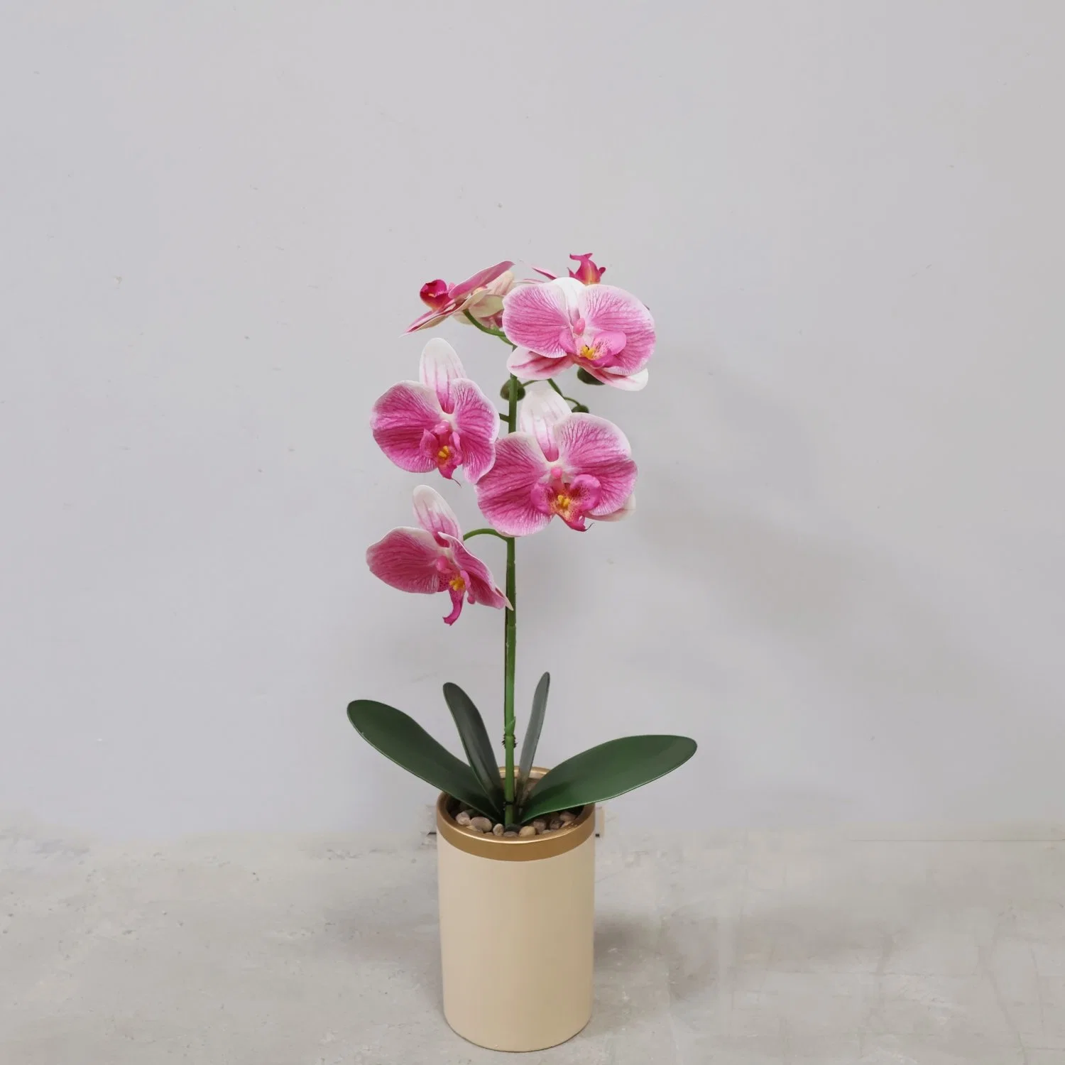 Single Orchid Artificial Flower Plastic Pink Phalaenopsis Silk Flower with High-Quality