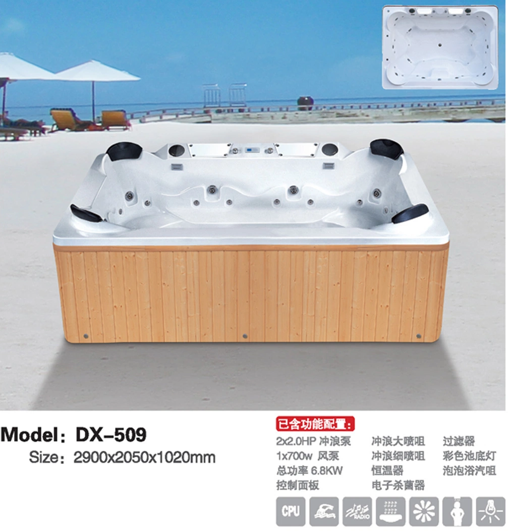 CE Approved Freistehende Acryl-Schwimmbad Whirlpool Massage große Outdoor Balboa Swim SPA Dx509