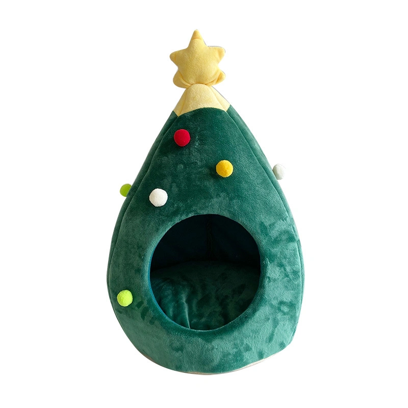 New Christmas Tree Cat Litter Dog Litter Winter Warm Pet Litter Winter Cat House Pet Supplies Christmas Pet Litter