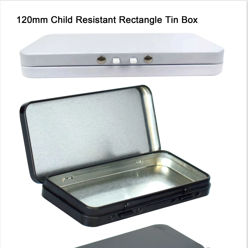 Custom 100% reciclable niño resistente Hinged-Lid Mini Tin Tin Box conjunta de paquete de caso