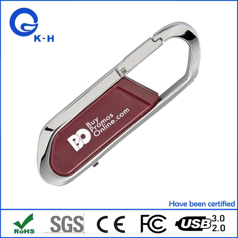 Promotional Metal Carabiner USB Flash Memory 16GB Storage 32GB 64GB